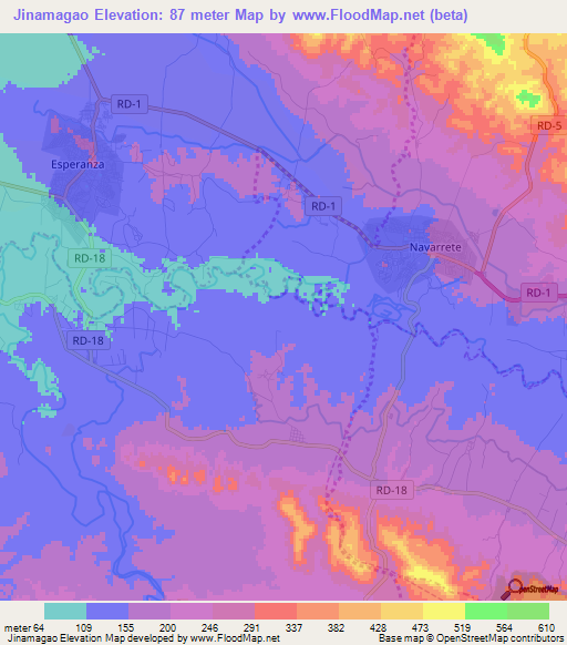 Jinamagao,Dominican Republic Elevation Map