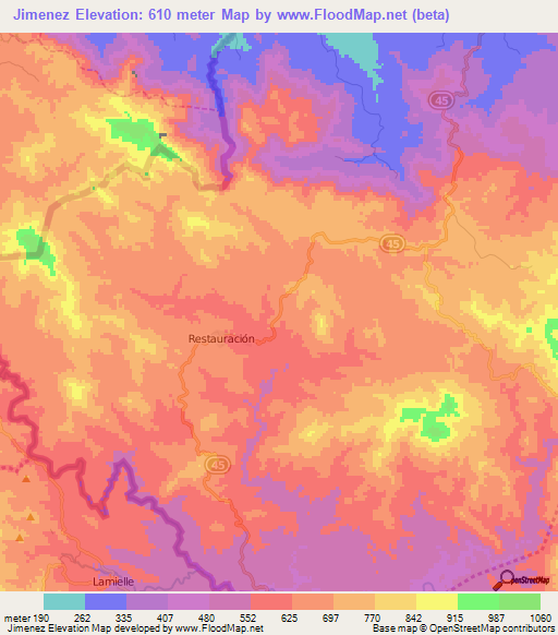 Jimenez,Dominican Republic Elevation Map