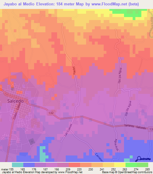 Jayabo al Medio,Dominican Republic Elevation Map