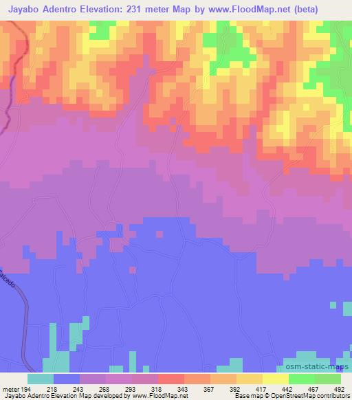 Jayabo Adentro,Dominican Republic Elevation Map