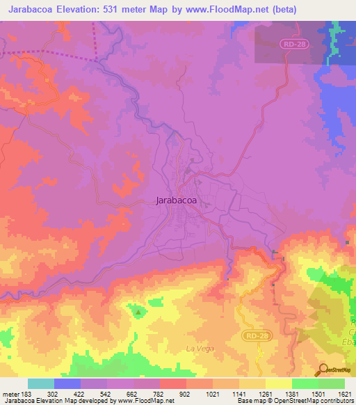 Jarabacoa,Dominican Republic Elevation Map