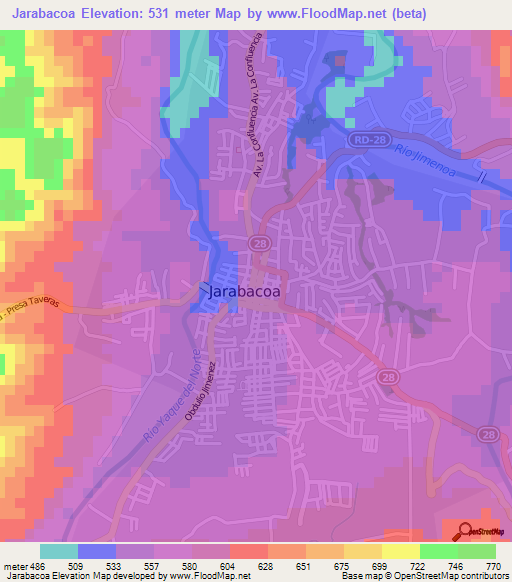 Jarabacoa,Dominican Republic Elevation Map