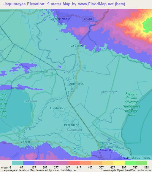 Jaquimeyes,Dominican Republic Elevation Map