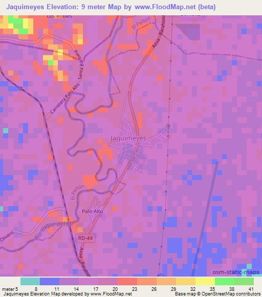 Jaquimeyes,Dominican Republic Elevation Map