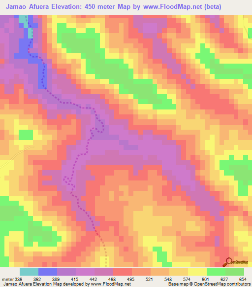 Jamao Afuera,Dominican Republic Elevation Map