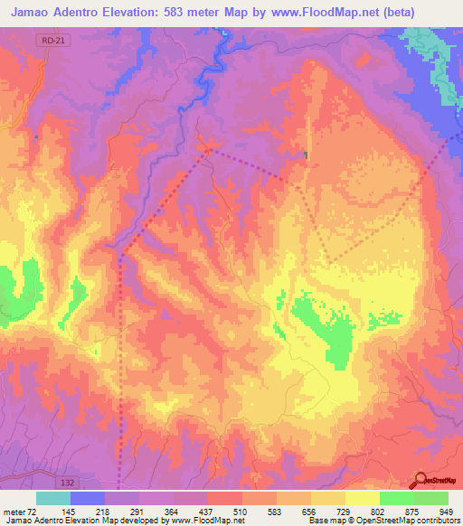 Jamao Adentro,Dominican Republic Elevation Map