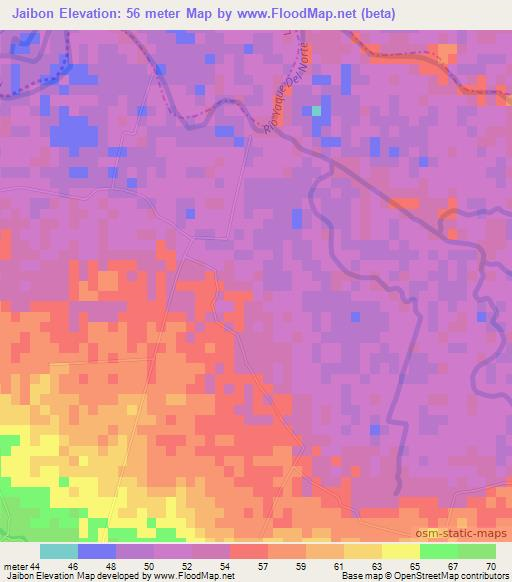 Jaibon,Dominican Republic Elevation Map