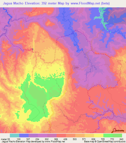 Jagua Macho,Dominican Republic Elevation Map