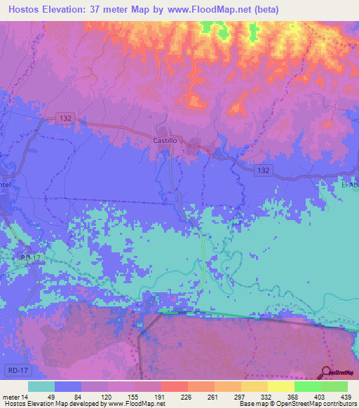 Hostos,Dominican Republic Elevation Map