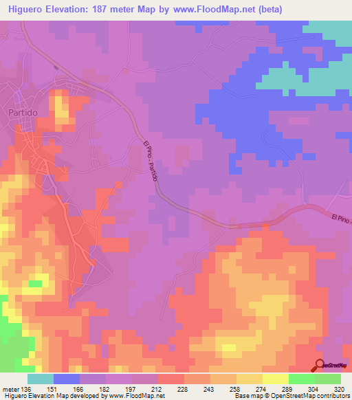 Higuero,Dominican Republic Elevation Map