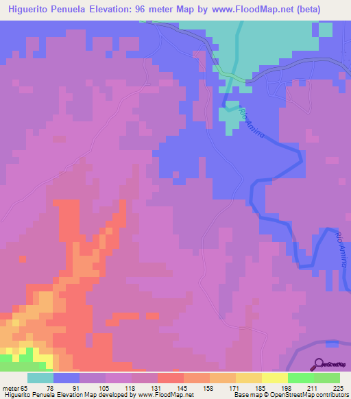 Higuerito Penuela,Dominican Republic Elevation Map