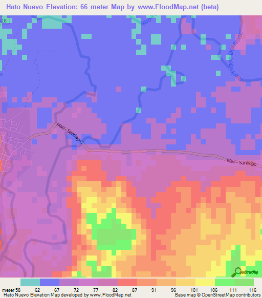 Hato Nuevo,Dominican Republic Elevation Map