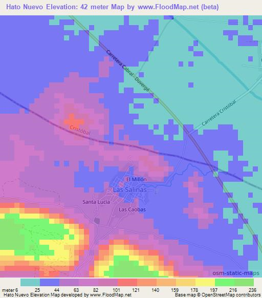 Hato Nuevo,Dominican Republic Elevation Map