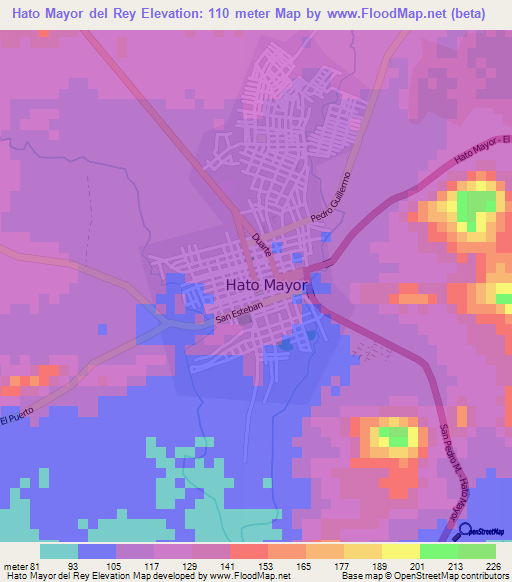 Hato Mayor del Rey,Dominican Republic Elevation Map