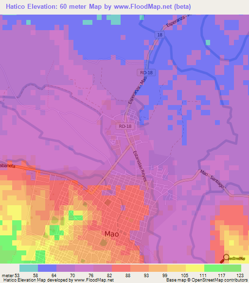 Hatico,Dominican Republic Elevation Map