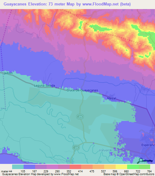 Guayacanes,Dominican Republic Elevation Map