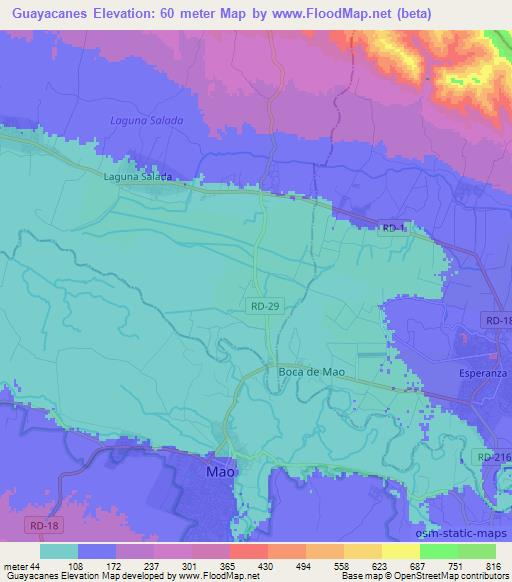 Guayacanes,Dominican Republic Elevation Map