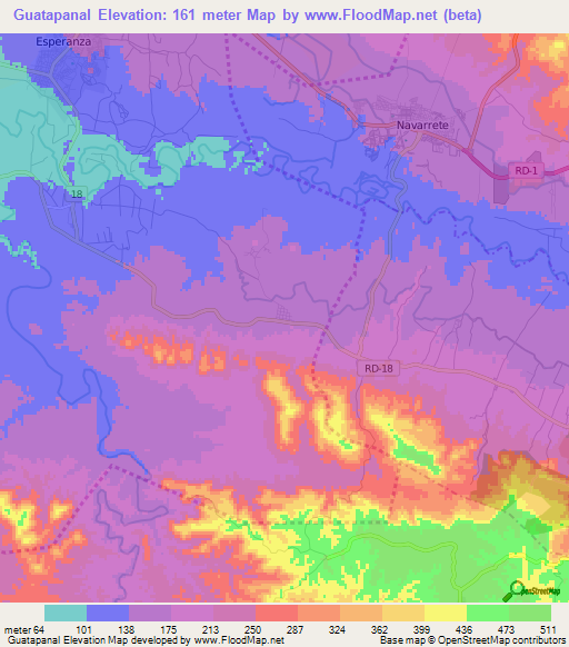 Guatapanal,Dominican Republic Elevation Map