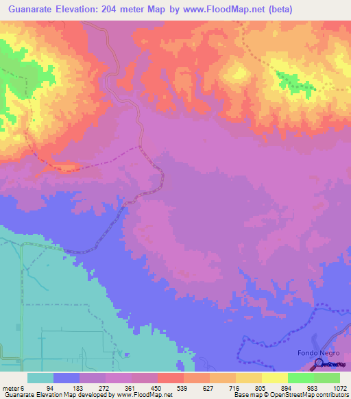 Guanarate,Dominican Republic Elevation Map