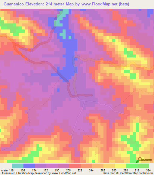 Guananico,Dominican Republic Elevation Map