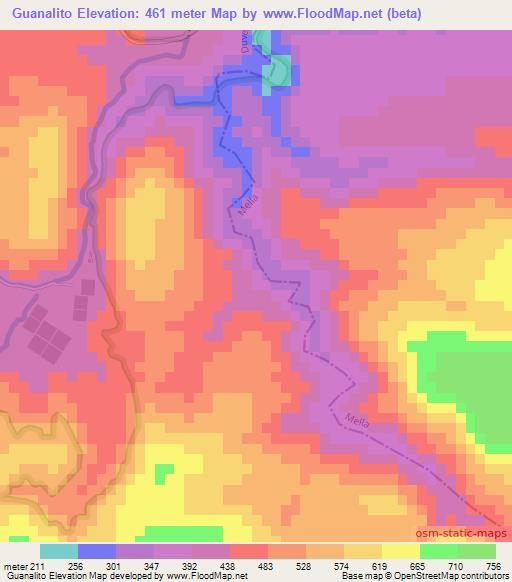 Guanalito,Dominican Republic Elevation Map