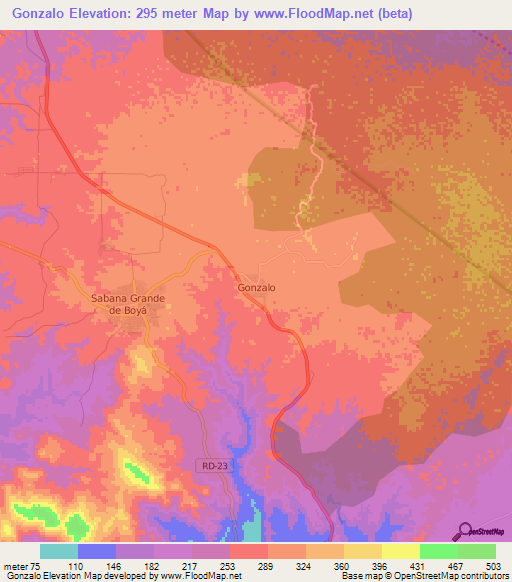 Gonzalo,Dominican Republic Elevation Map