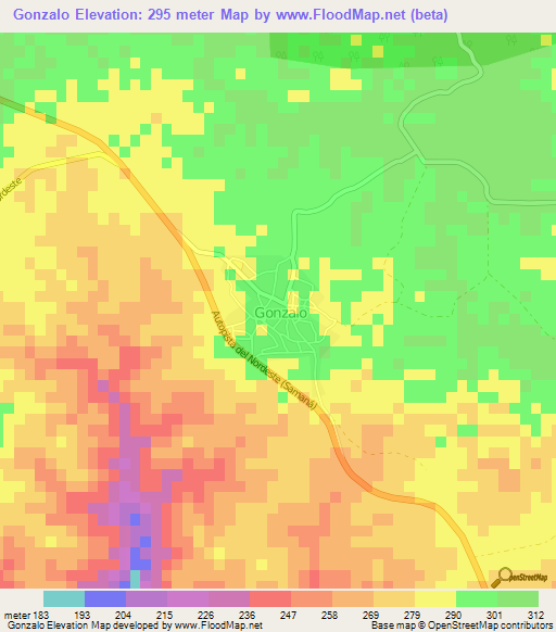 Gonzalo,Dominican Republic Elevation Map