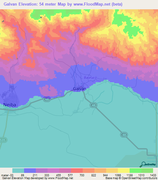 Galvan,Dominican Republic Elevation Map