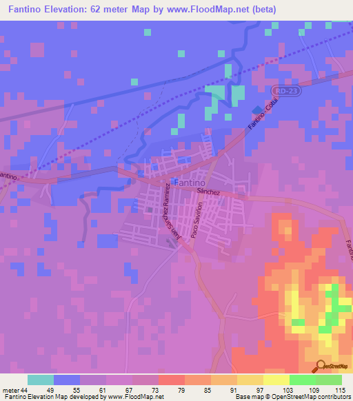 Fantino,Dominican Republic Elevation Map