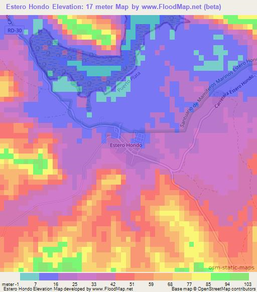 Estero Hondo,Dominican Republic Elevation Map