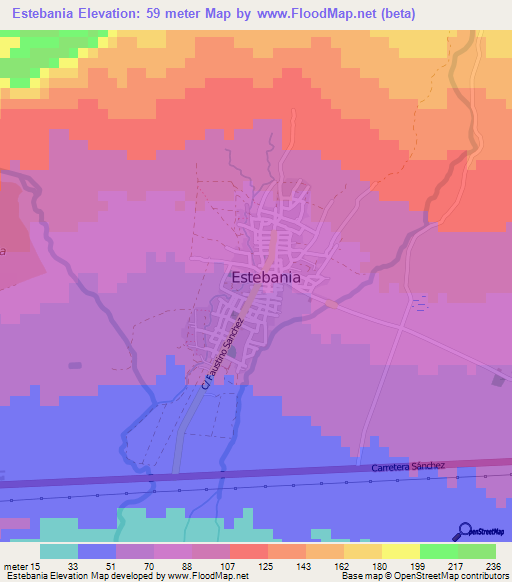 Estebania,Dominican Republic Elevation Map