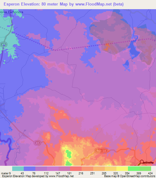 Esperon,Dominican Republic Elevation Map