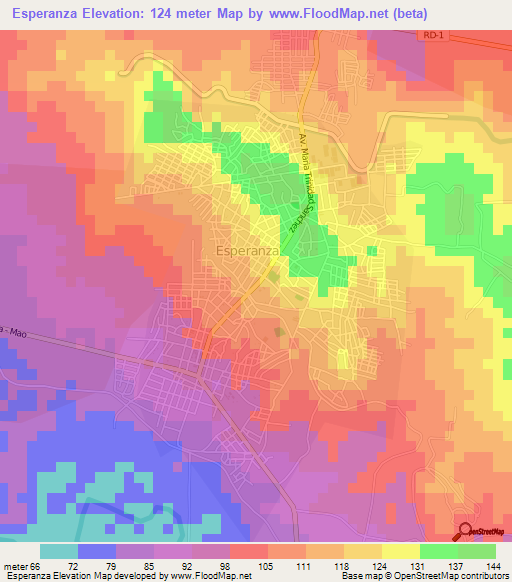 Esperanza,Dominican Republic Elevation Map