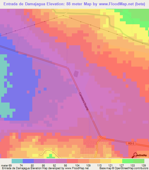 Entrada de Damajagua,Dominican Republic Elevation Map