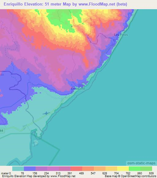 Enriquillo,Dominican Republic Elevation Map