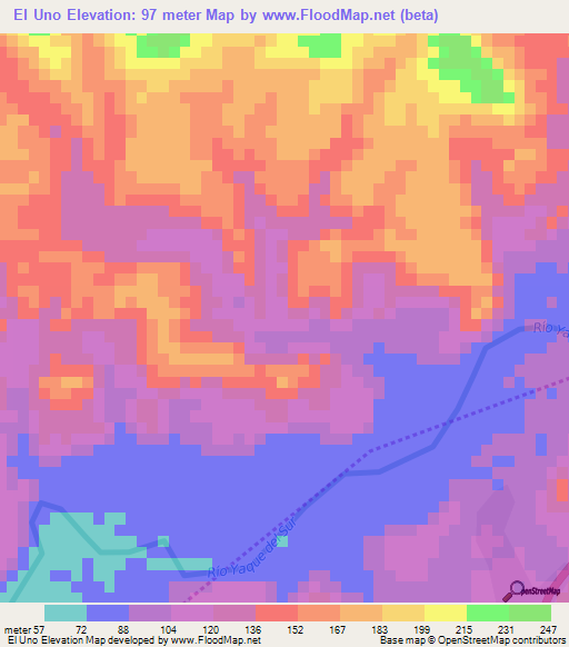 El Uno,Dominican Republic Elevation Map