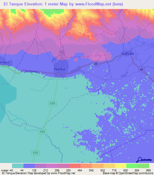 El Tanque,Dominican Republic Elevation Map