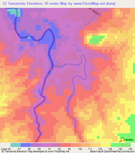 El Tamarindo,Dominican Republic Elevation Map