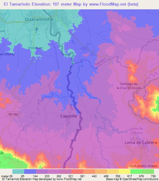 El Tamarindo,Dominican Republic Elevation Map