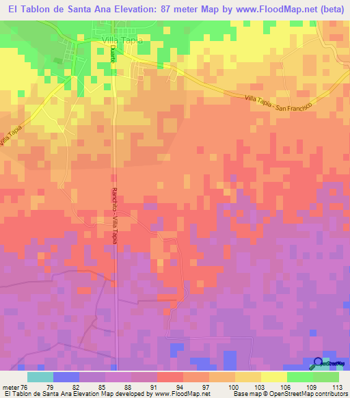 El Tablon de Santa Ana,Dominican Republic Elevation Map