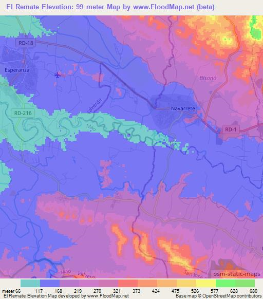 El Remate,Dominican Republic Elevation Map