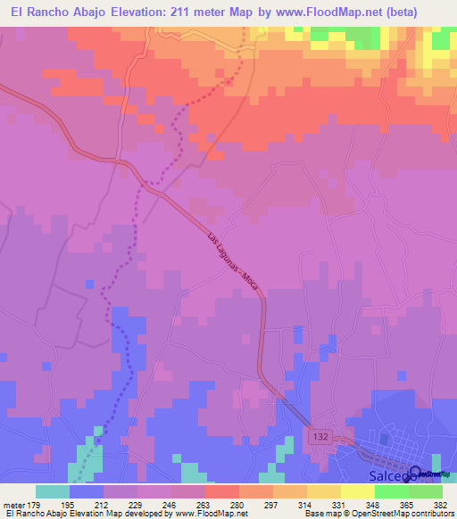 El Rancho Abajo,Dominican Republic Elevation Map