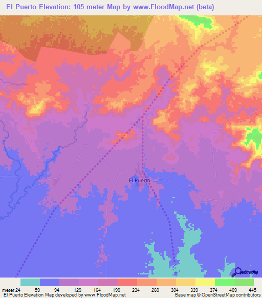 El Puerto,Dominican Republic Elevation Map