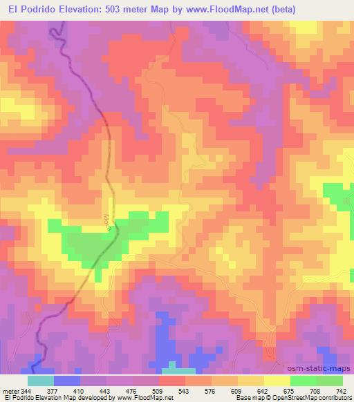 El Podrido,Dominican Republic Elevation Map