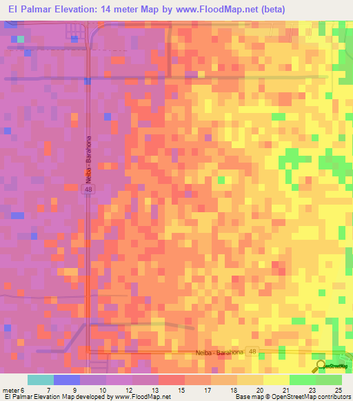 El Palmar,Dominican Republic Elevation Map