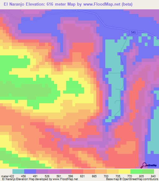 El Naranjo,Dominican Republic Elevation Map