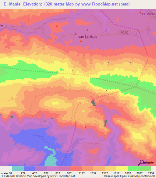 El Maniel,Dominican Republic Elevation Map