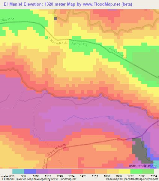 El Maniel,Dominican Republic Elevation Map