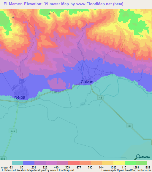 El Mamon,Dominican Republic Elevation Map