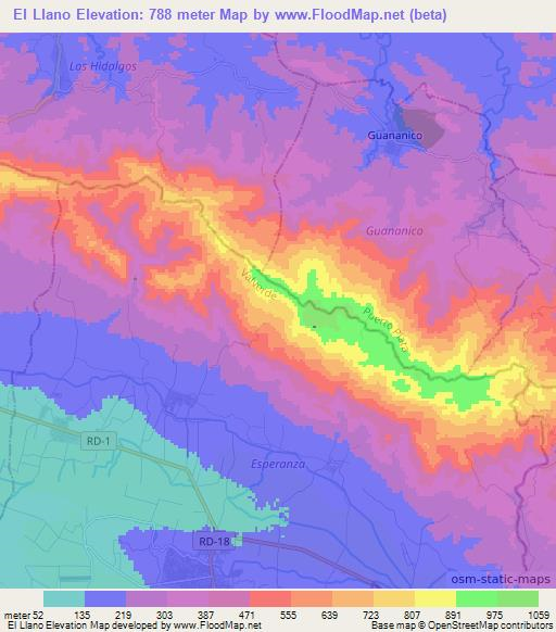 El Llano,Dominican Republic Elevation Map